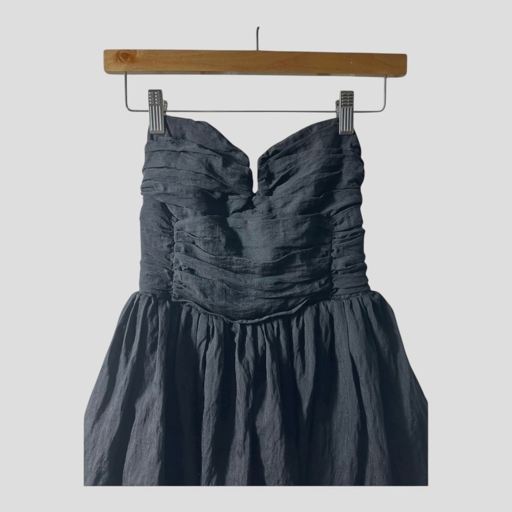 H&M Black Strapless Ruffled Tiered Dress Sweetheart Neckline Party Cocktail - Picture 5 of 14